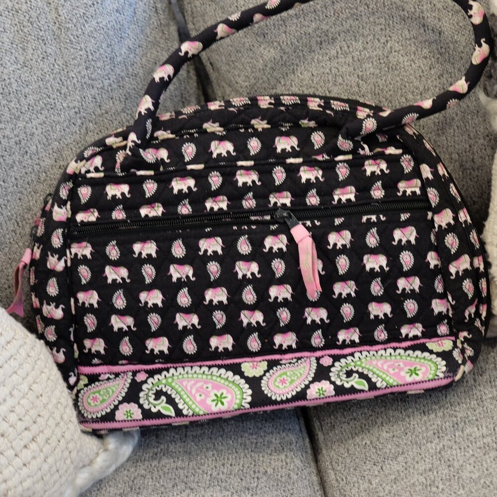 Vera Bradley Quilted Bag – Fun Pink/Black Print, Like New